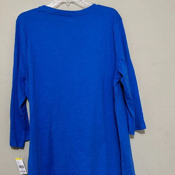 Laura Scott Blue 3/4 Sleeve Tie Front Shirt Top – Size XL NWT - Picture 2 of 5